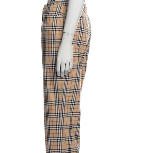 BURBERRY Plaid Print Wide Leg Pants Size: M - Picture 6 of 8